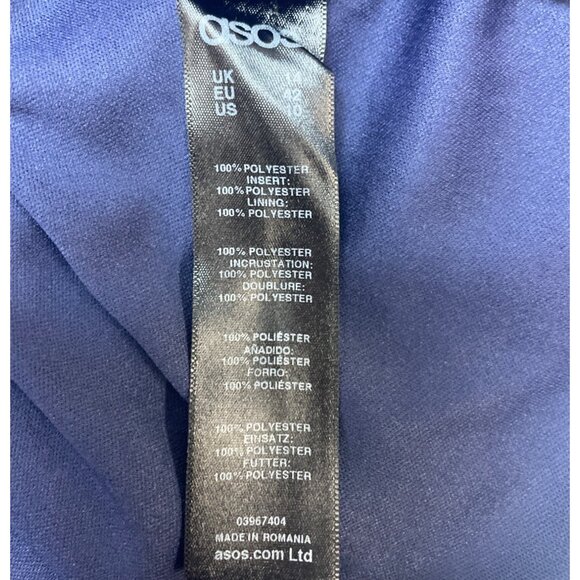 Asos Women’s Blue V Neck Mesh Floor Length Short Sleeve Maxi Dress Sz 10 - Picture 10 of 11